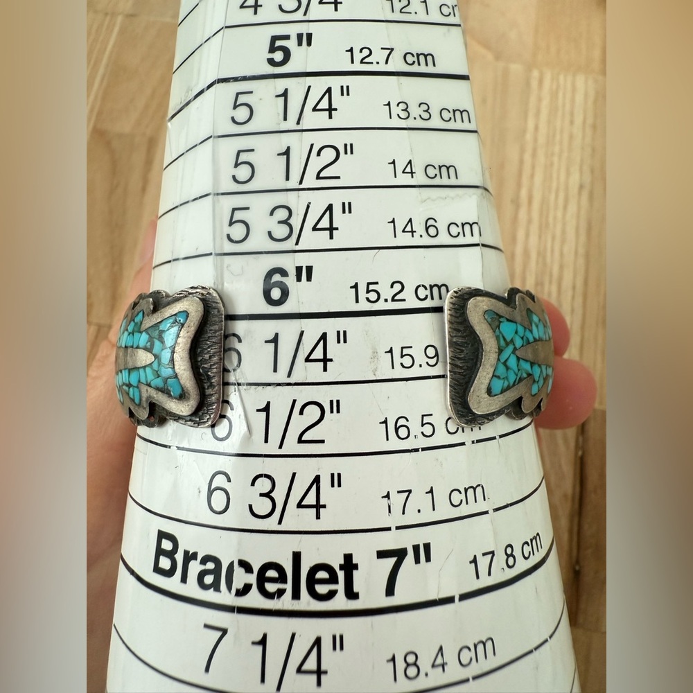 Southwestern Sterling silver turquoise watch cuff bracelet citizen eco drive - Picture 14 of 15